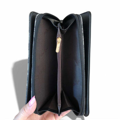 Cotton Road Wallet: Large BLACK PU Leather Wallet with FLORAL detailing