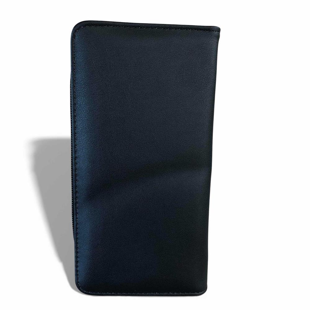 Cotton Road Wallet: Large BLACK PU Leather Wallet with FLORAL detailing