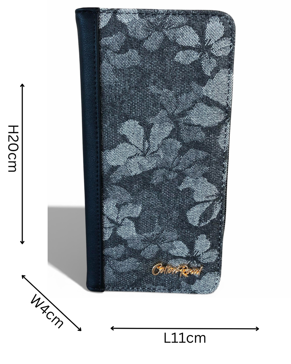 Cotton Road Wallet: Large BLACK PU Leather Wallet with FLORAL detailing