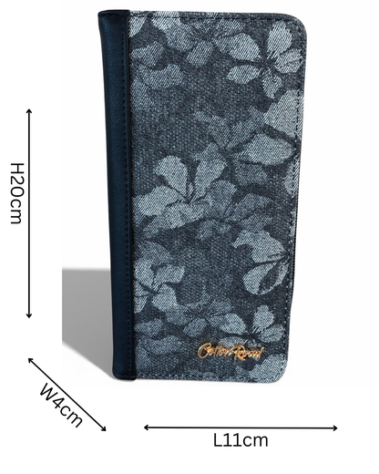 Cotton Road Wallet: Large BLACK PU Leather Wallet with FLORAL detailing