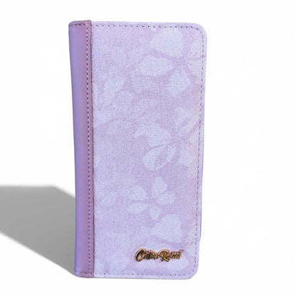 Cotton Road Wallet: Large LILAC PU Leather Wallet with FLORAL detailing