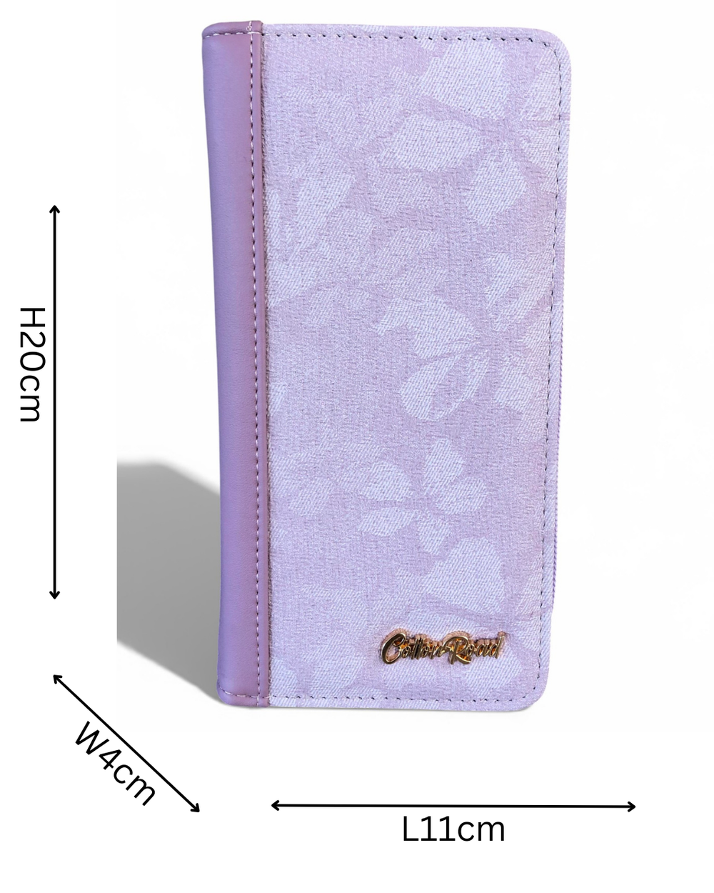 Cotton Road Wallet: Large LILAC PU Leather Wallet with FLORAL detailing