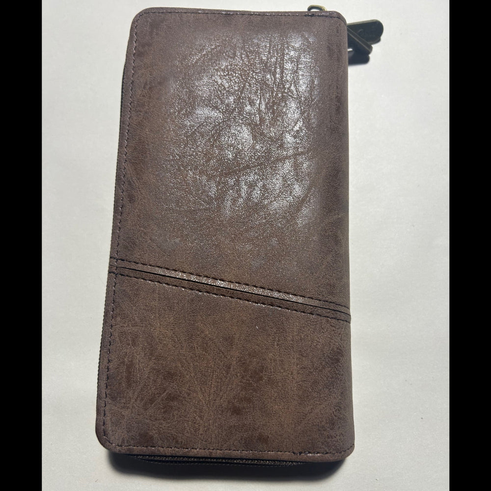 COTTON ROAD WALLET: LARGE PU Leather Protea Embossed Wallet COFFEE BACK