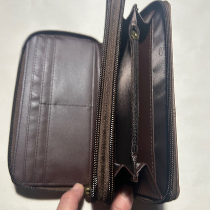 COTTON ROAD WALLET: LARGE PU Leather Protea Embossed Wallet COFFEE NSIDE