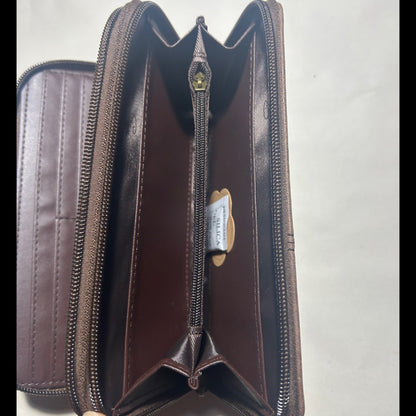 COTTON ROAD WALLET: LARGE PU Leather Protea Embossed Wallet COFFEE INTEROR