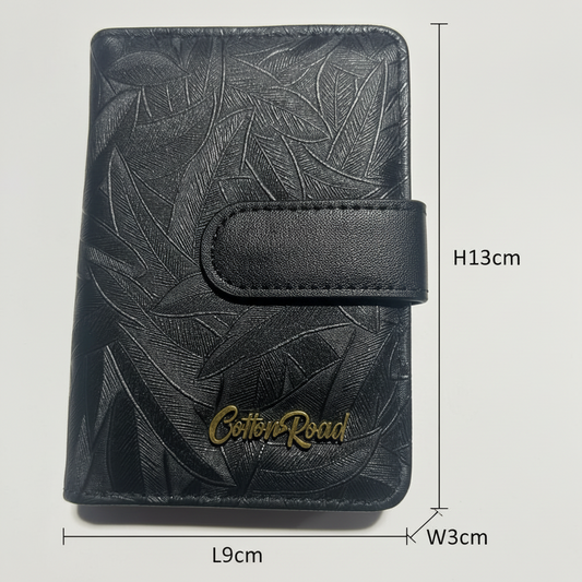 Cotton Road Wallet: Medium BLACK embossed PU Leather Wallet sized