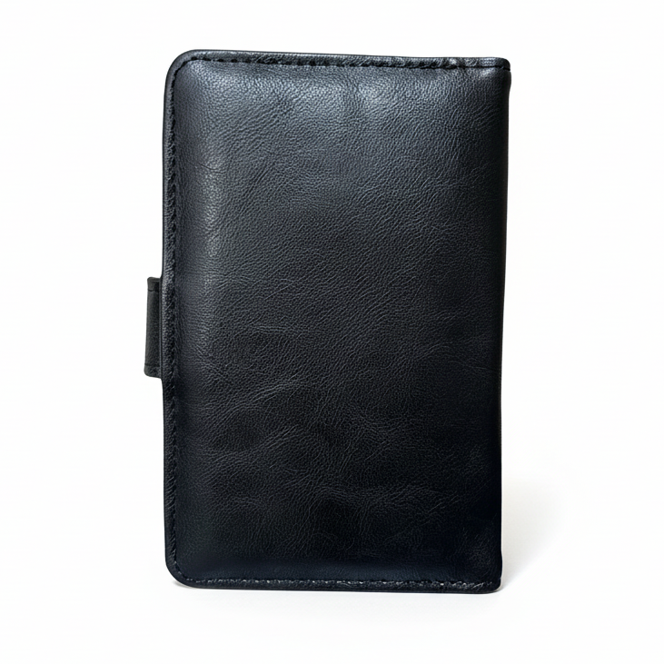 Cotton Road Wallet: Medium BLACK PU Leather with CLIP back