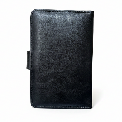 Cotton Road Wallet: Medium BLACK PU Leather with CLIP back