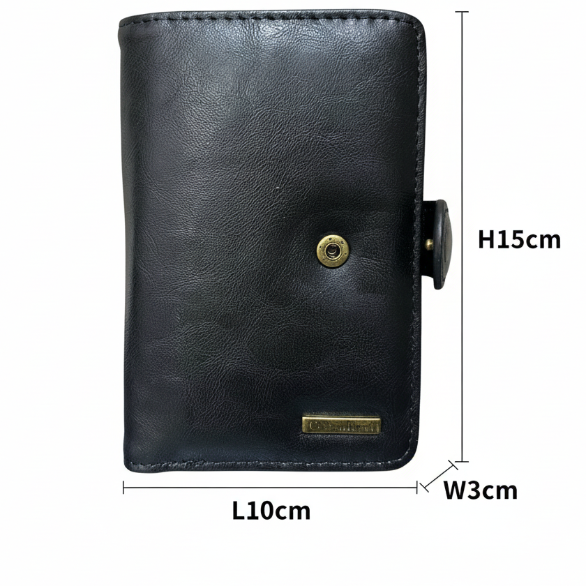 Cotton Road Wallet: Medium BLACK PU Leather with CLIP sized