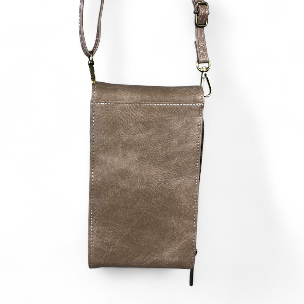 Cotton Road Sling Bag: KHAKI PU Leather Mini Sling Bag