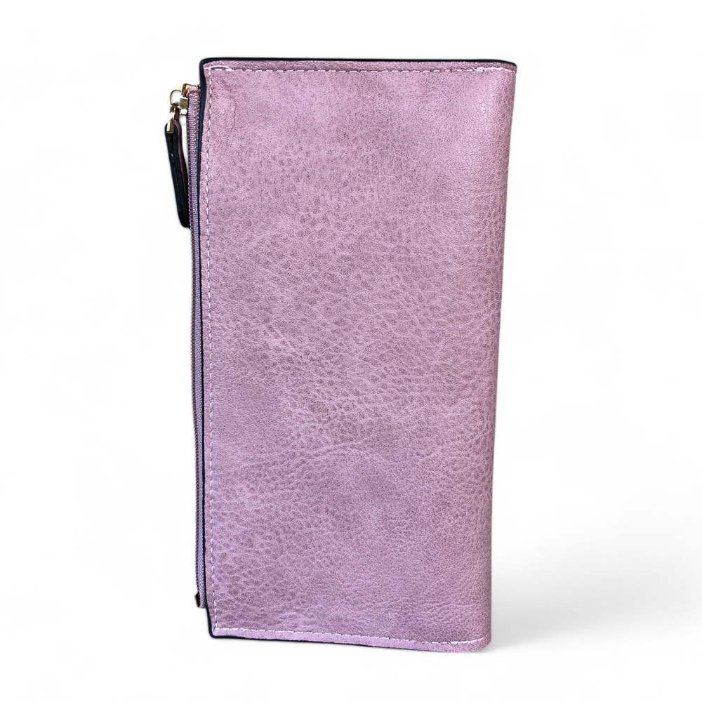Cotton Road Wallet: Large PInk PU Leather Wallet with CLIP BACK