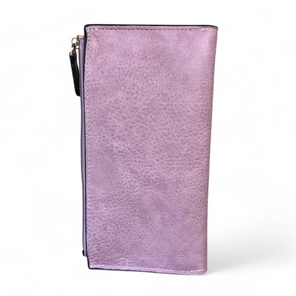 Cotton Road Wallet: Large PInk PU Leather Wallet with CLIP BACK