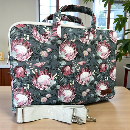 GREEN PROTEA Cotton Road PVC Laptop Bag / Carry Sleeve with Padded Inner