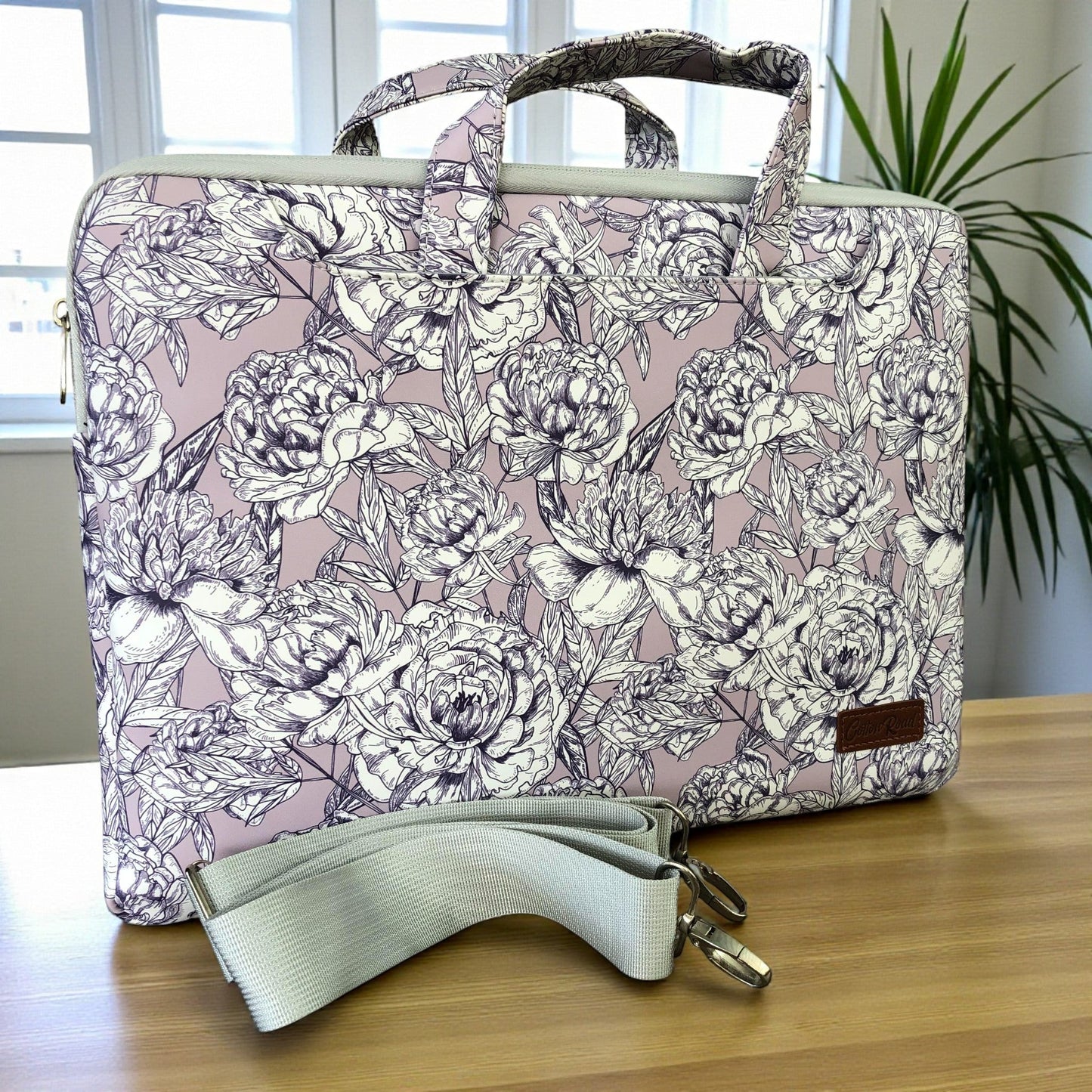 LILAC FLORAL Cotton Road PVC Laptop Bag / Carry Sleeve with Padded Inner