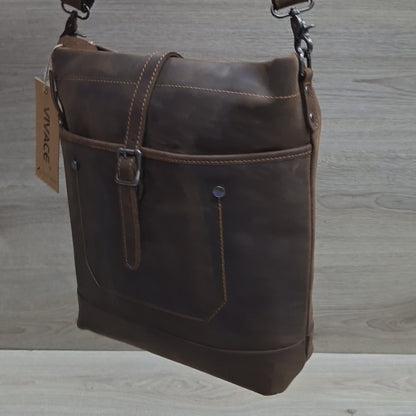 VIVACE SLING BAG: MOCHA BROWN Genuine Leather Messenger Bag