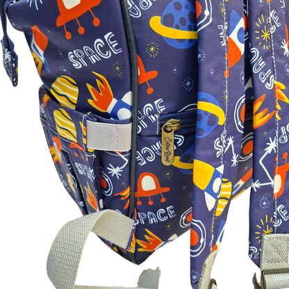 Cotton Road Baby Travel Backpack: BLUE PVC Nappy & Diaper Bag (Space Print)