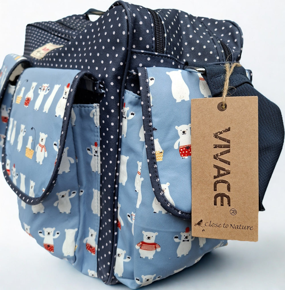 VIVACE Baby Travel Bag: Blue PVC DIAPER BAG with Changing Mat