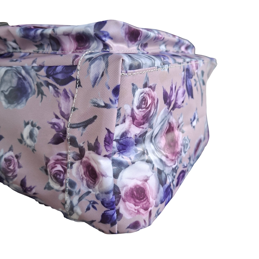 Cotton Road Backpack: LILAC PVC 15.6" Laptop Backpack with Floral Print