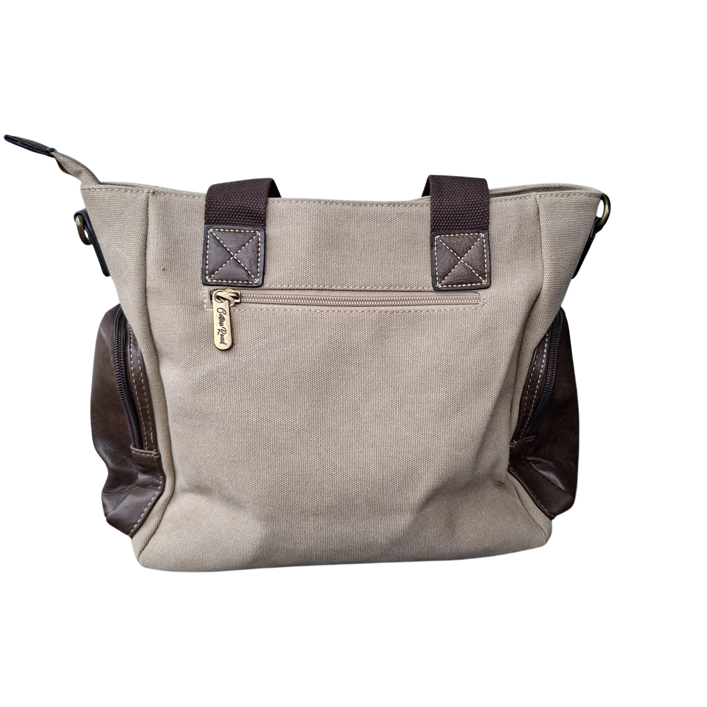 Cotton Road Handbag: KHAKI Canvas & PU Leather Multi-pocket Shoulder Bag