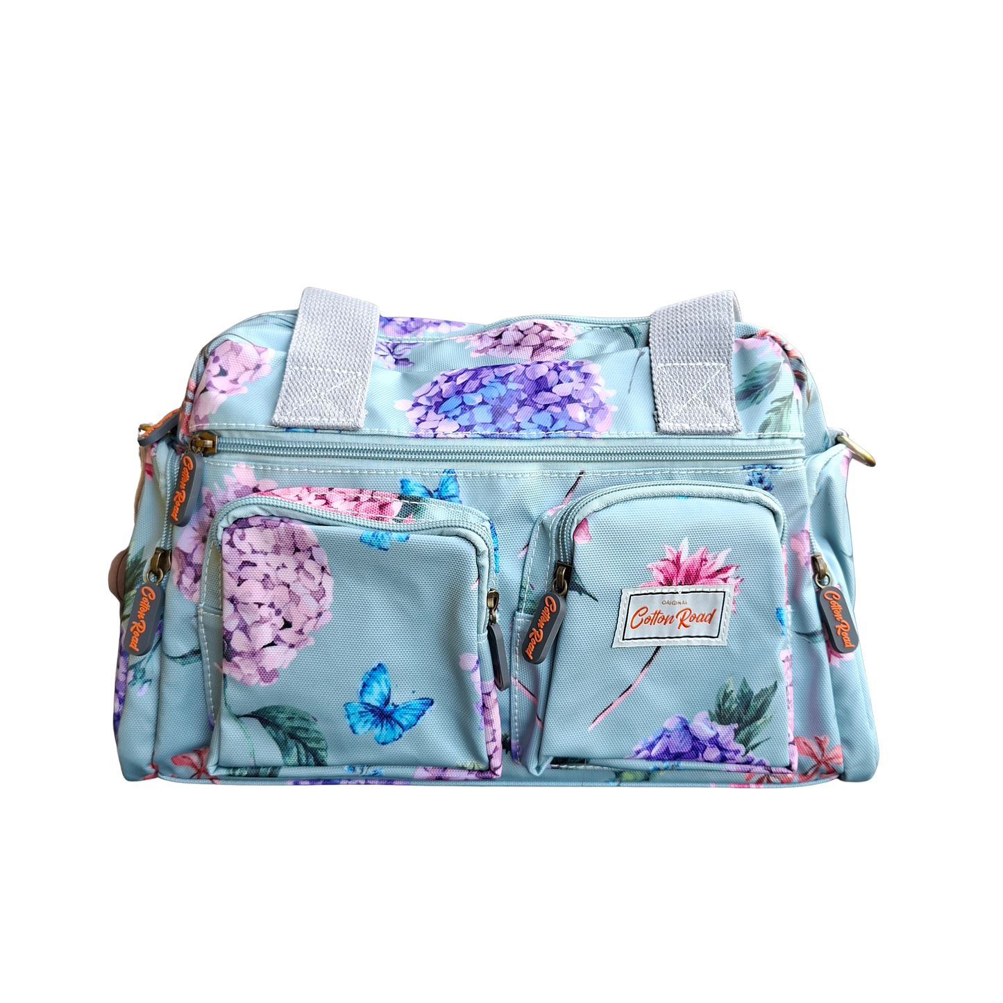 Cotton Road Handbag: MINT GREEN PVC Handbag with Flowers & Butterflies