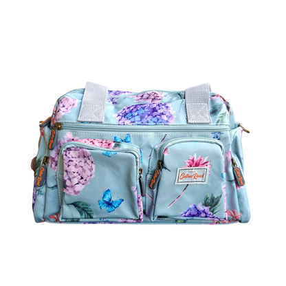 Cotton Road Handbag: MINT GREEN PVC Handbag with Flowers & Butterflies