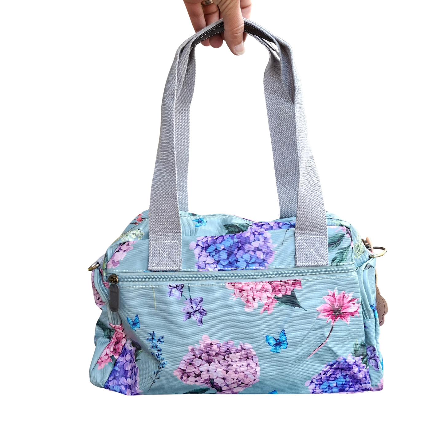 Cotton Road Handbag: MINT GREEN PVC Handbag with Flowers & Butterflies