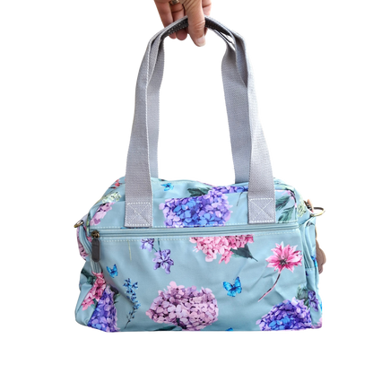 Cotton Road Handbag: MINT GREEN PVC Handbag with Flowers & Butterflies