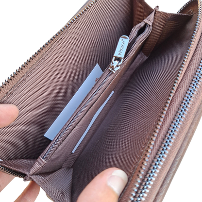 Vivace Sling Wallet: COFFEE BROWN PU Leather Horizontal Cellphone Sling