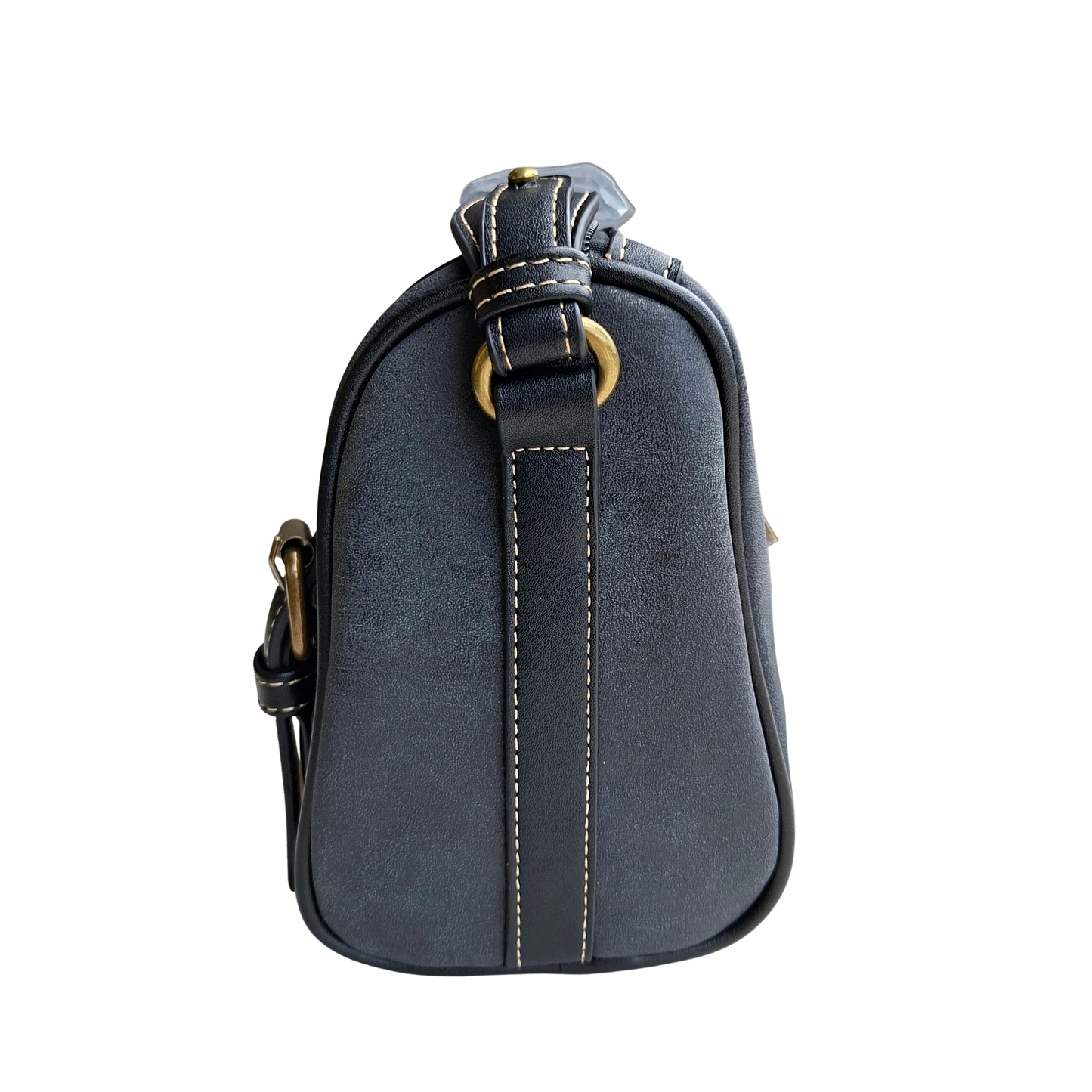 Cotton Road Sling Bag: BLACK PU Leather with Embossed PROTEA and BRANDED Strap
