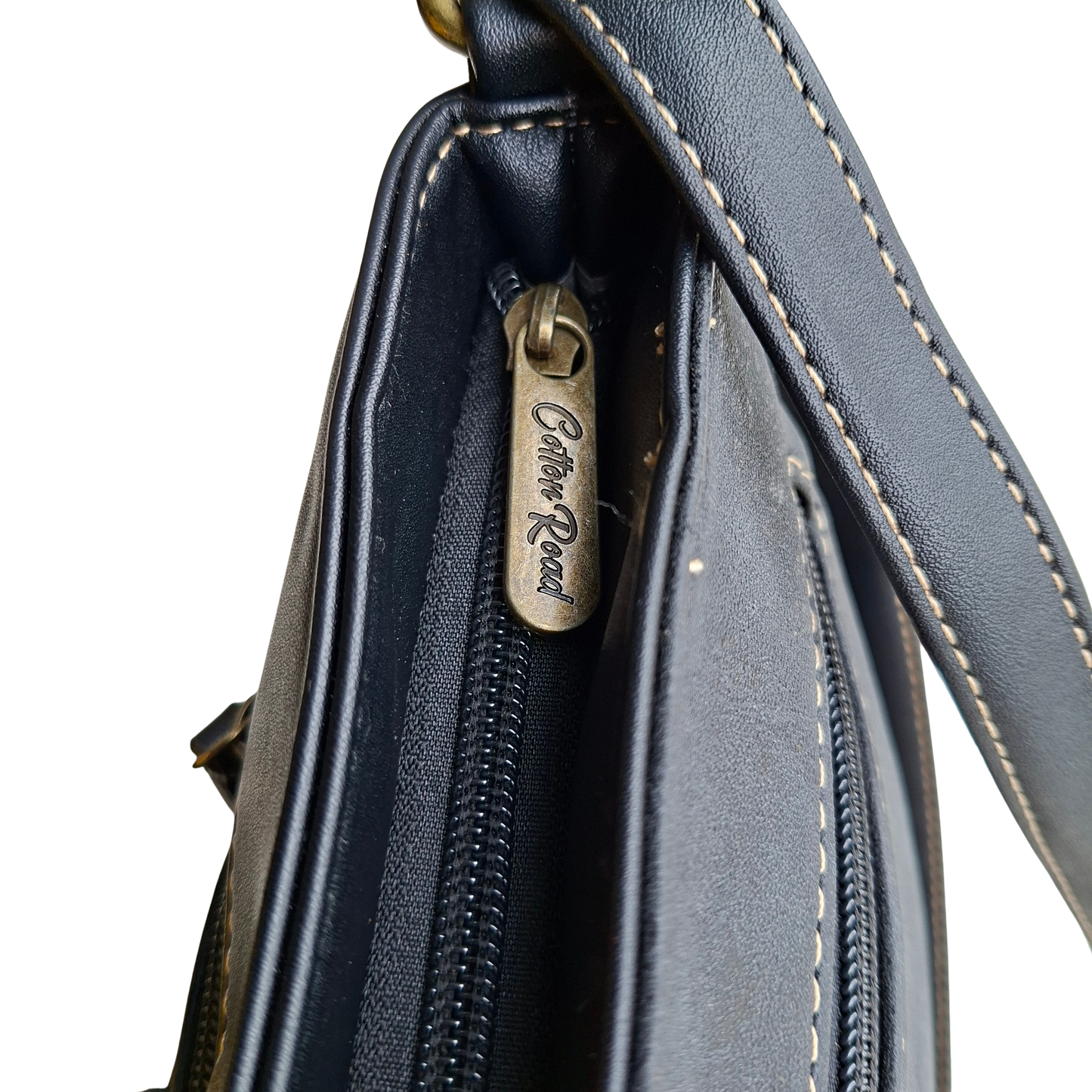 Cotton Road Sling Bag: BLACK PU Leather with Embossed Protea