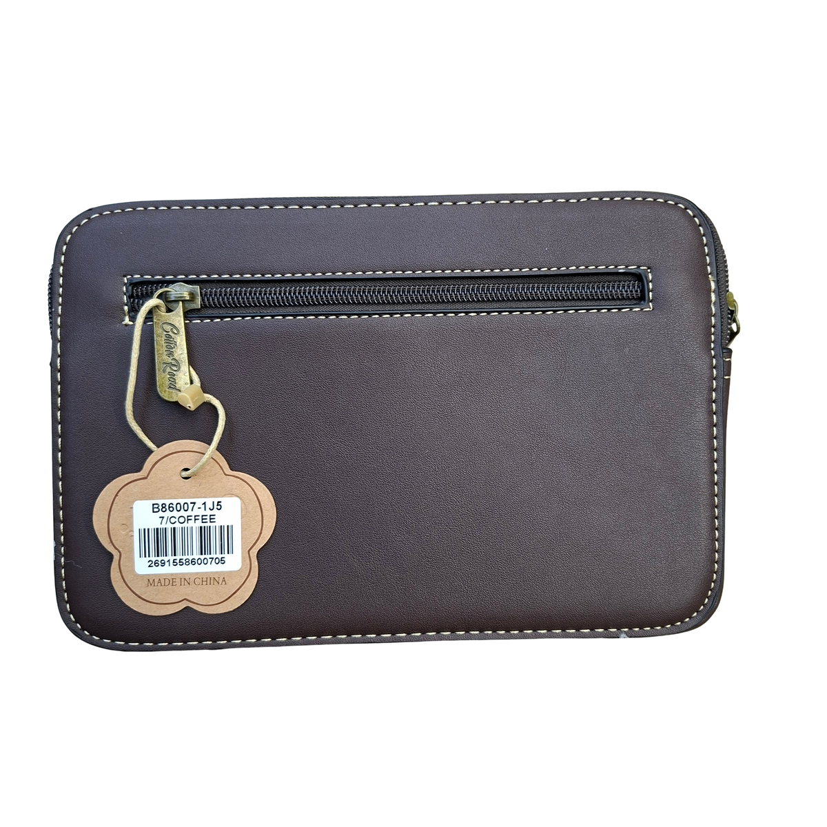 Cotton Road Sling Bag: COFFEE BROWN PU Leather Crossbody with Embossed Vine Pattern
