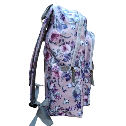 Cotton Road Backpack: LILAC PVC 15.6" Laptop Backpack with Floral Print