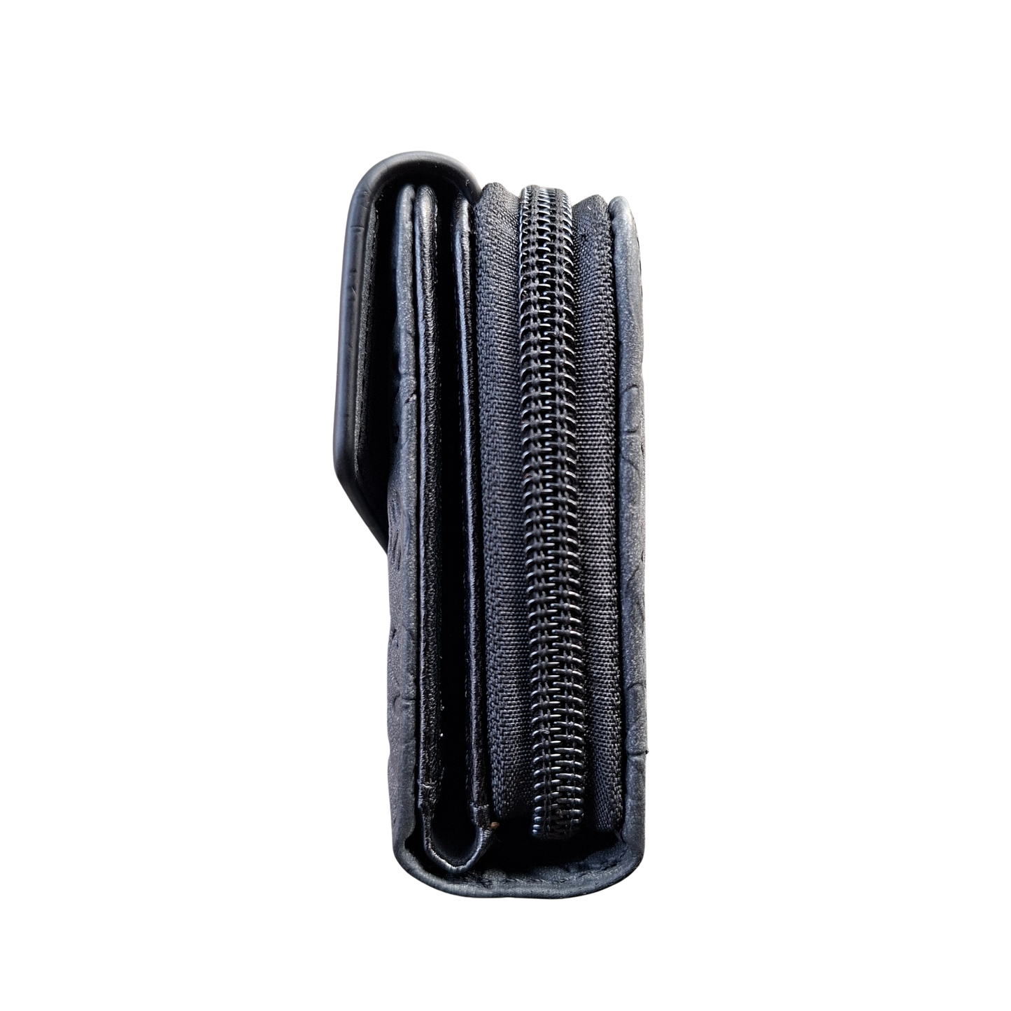Cotton Road Wallet: Medium BLACK Suede-Style PU Leather with EMBOSSED Print