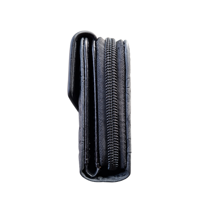 Cotton Road Wallet: Medium BLACK Suede-Style PU Leather with EMBOSSED Print