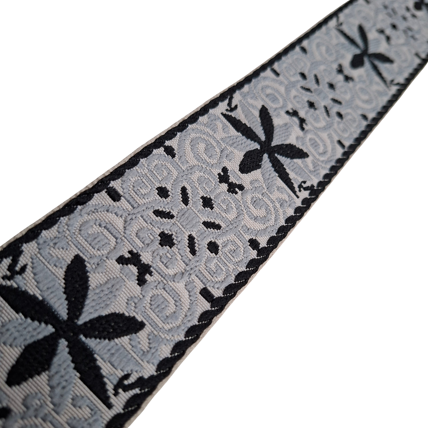 Cotton Road Adjustable Bag Strap: WHITE & BLACK Pattern with Logo Detail