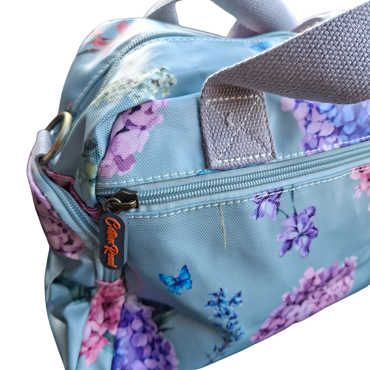Cotton Road Handbag: MINT GREEN PVC Handbag with Flowers & Butterflies