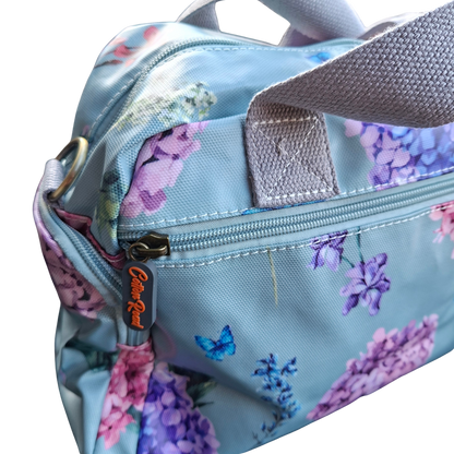 Cotton Road Handbag: MINT GREEN PVC Handbag with Flowers & Butterflies