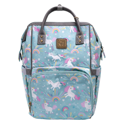 Cotton Road Baby Travel Backpack: MINT GREEN PVC Nappy & Diaper Bag (Unicorn Print)