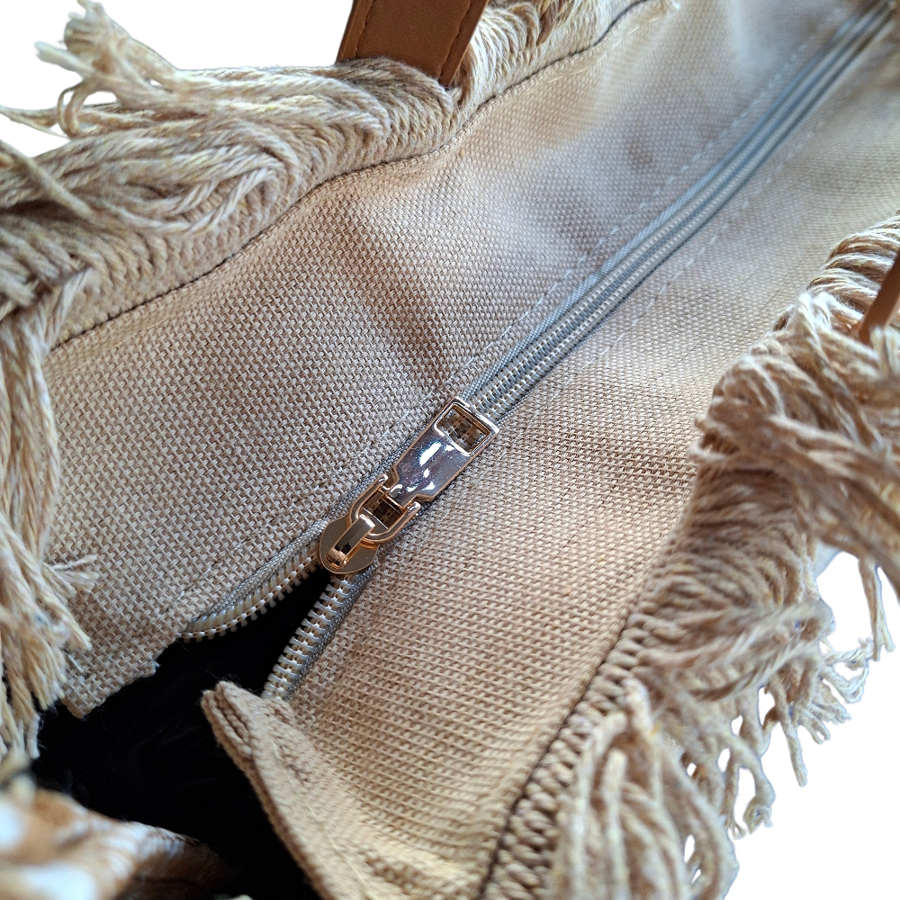 Cotton Road Beach Bag: BROWN Pure Cotton Branded Tapestry Tote