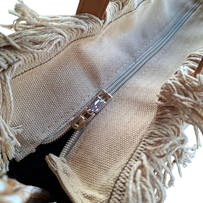 Cotton Road Beach Bag: BROWN Pure Cotton Branded Tapestry Tote