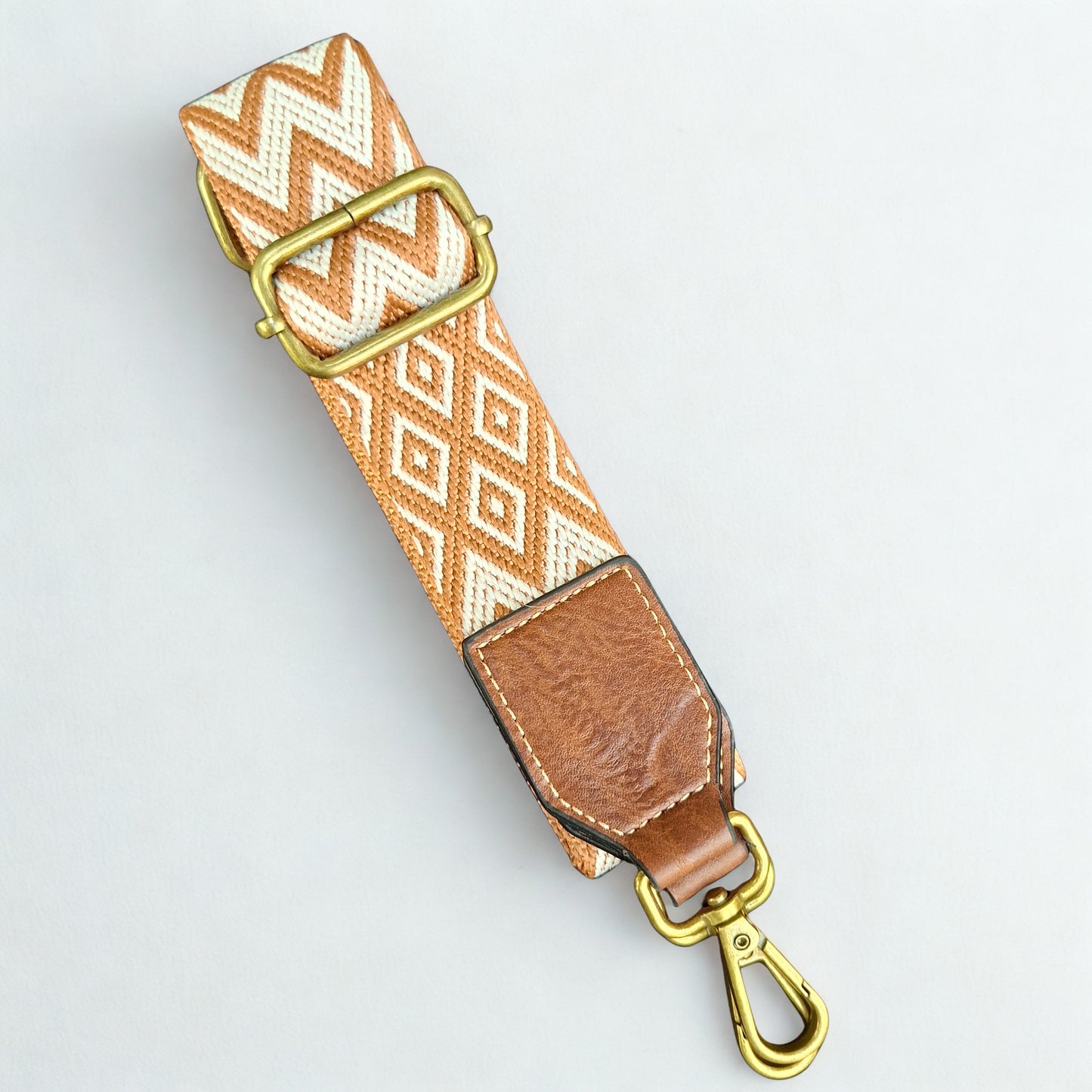 Cotton Road Sling Bag: BROWN PU Leather Crossbody Bag with Woven Strap