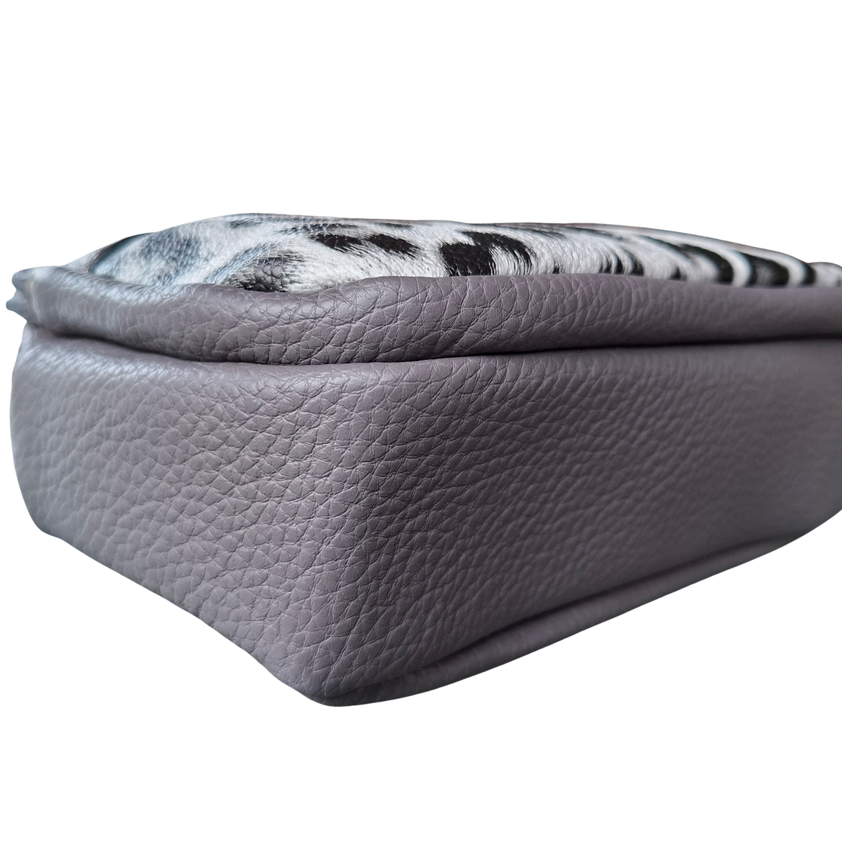 Cotton Road Sling Bag: GREY PU leather Crossbody with Leopard Print