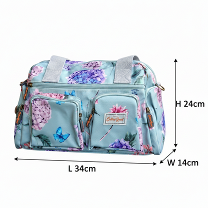 Cotton Road Handbag: MINT GREEN PVC Handbag with Flowers & Butterflies