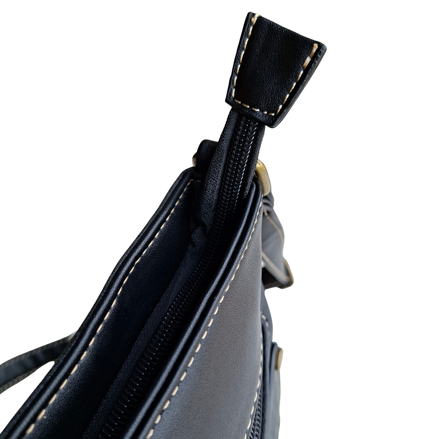 Cotton Road Sling Bag: BLACK PU Leather with Embossed Protea
