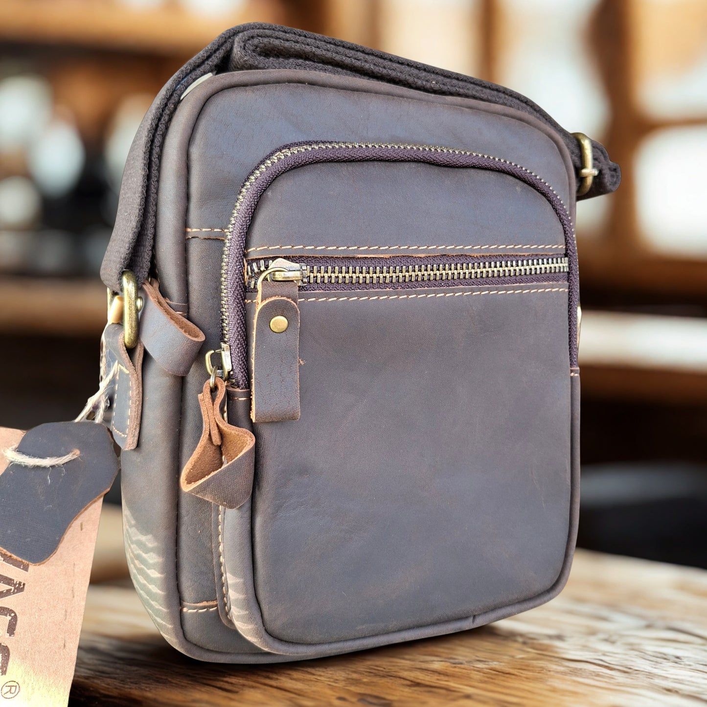 Vivace Sling Bag: COFFEE BROWN Genuine Leather with Adjustable Strap