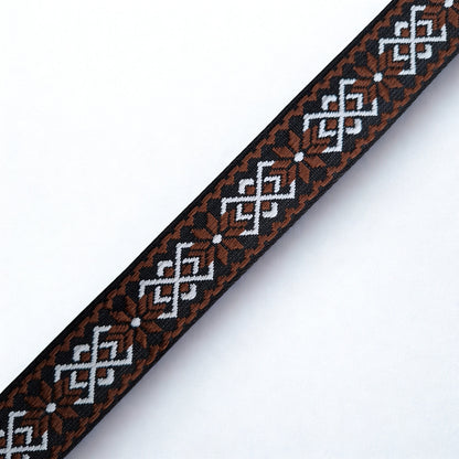 Adjustable Bag Strap: BLACK on DARK BROWN Pattern