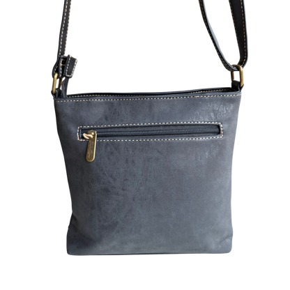 Cotton Road Sling Bag: BLACK PU Leather with Embossed Protea