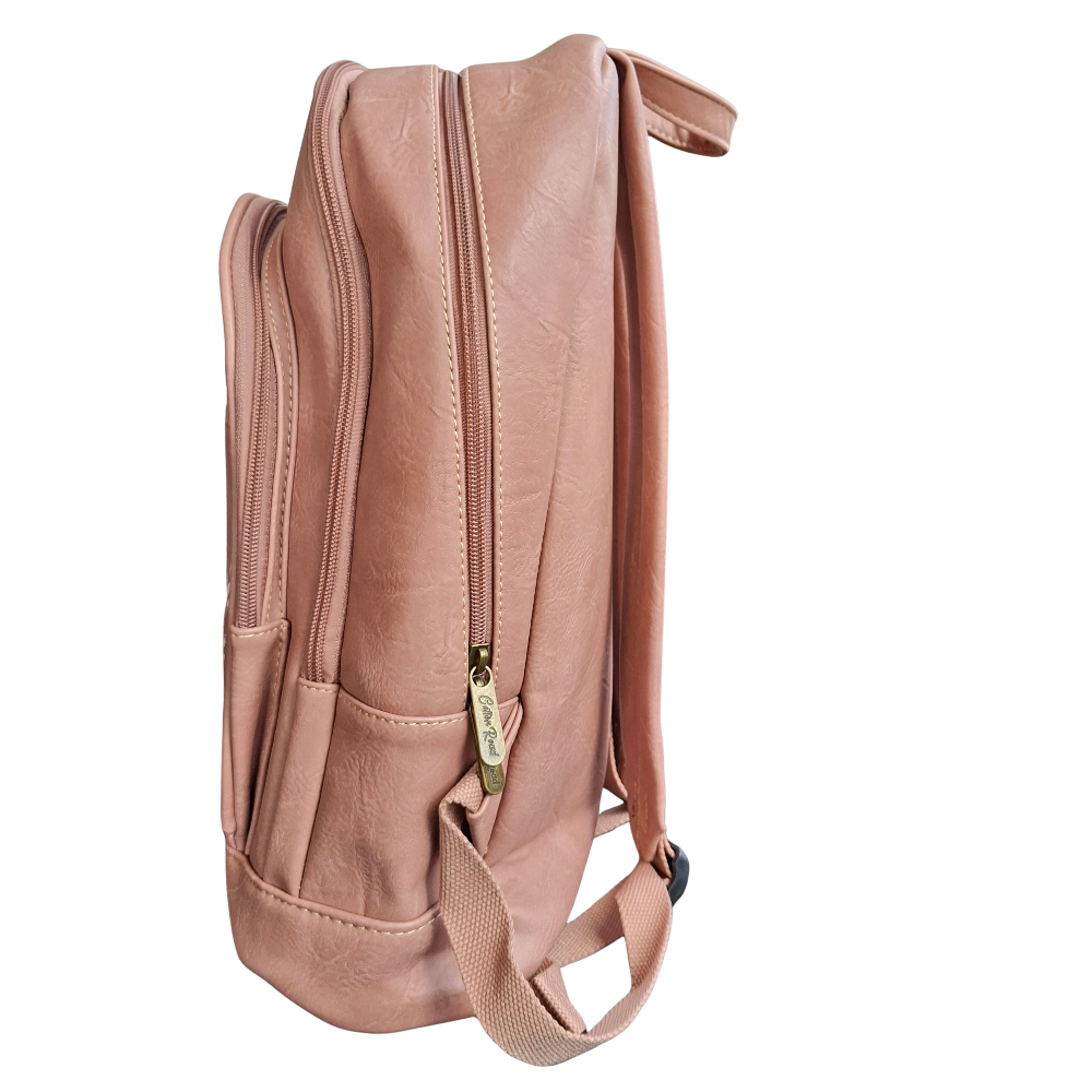 Cotton Road Backpack: PINK Floral PU Leather Multi-compartment Laptop Backpack