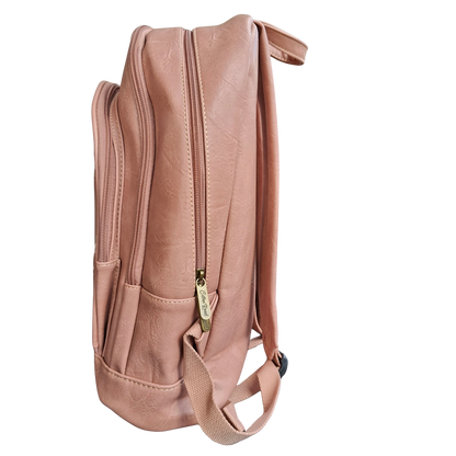 Cotton Road Backpack: PINK Floral PU Leather Multi-compartment Laptop Backpack