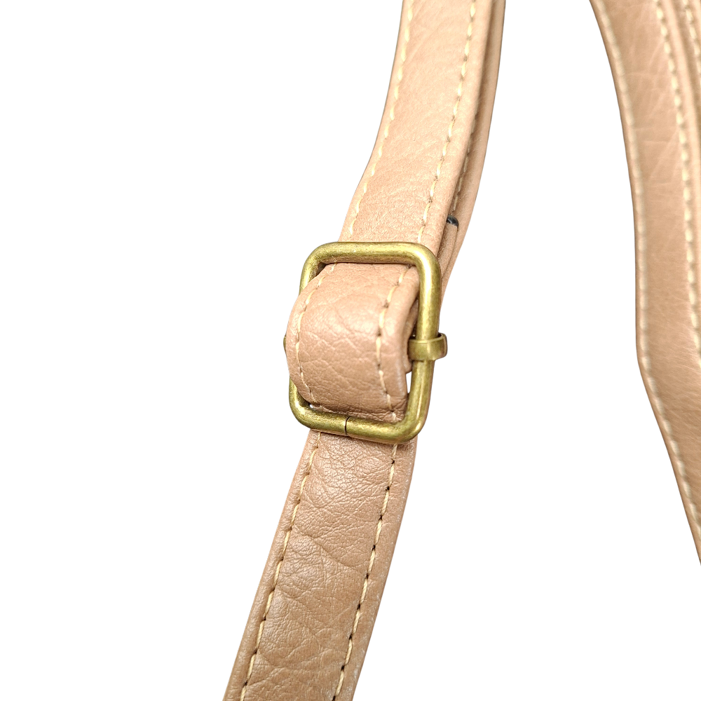Cotton Road Sling Bag: KHAKI PU Leather with EMBOSSED Flowers